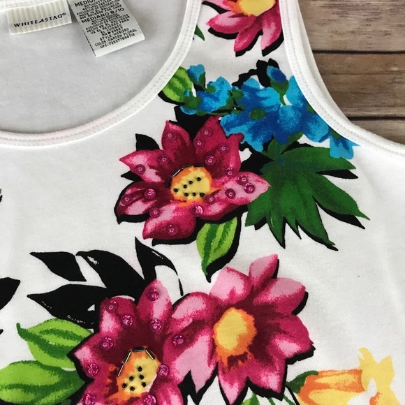 White Stag Sequin Floral Accent Tank Top - Picture 2 of 3